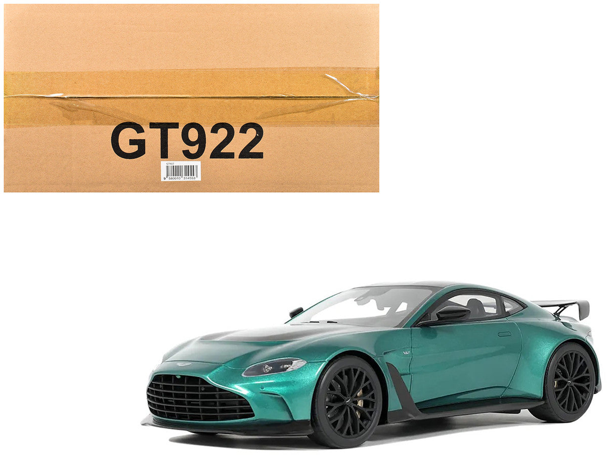 2023 Aston Martin Vantage V12 British Racing Green with Black Hood and Top 1/18 Model Car by GT Spirit LuxuryLifeWay Online Store