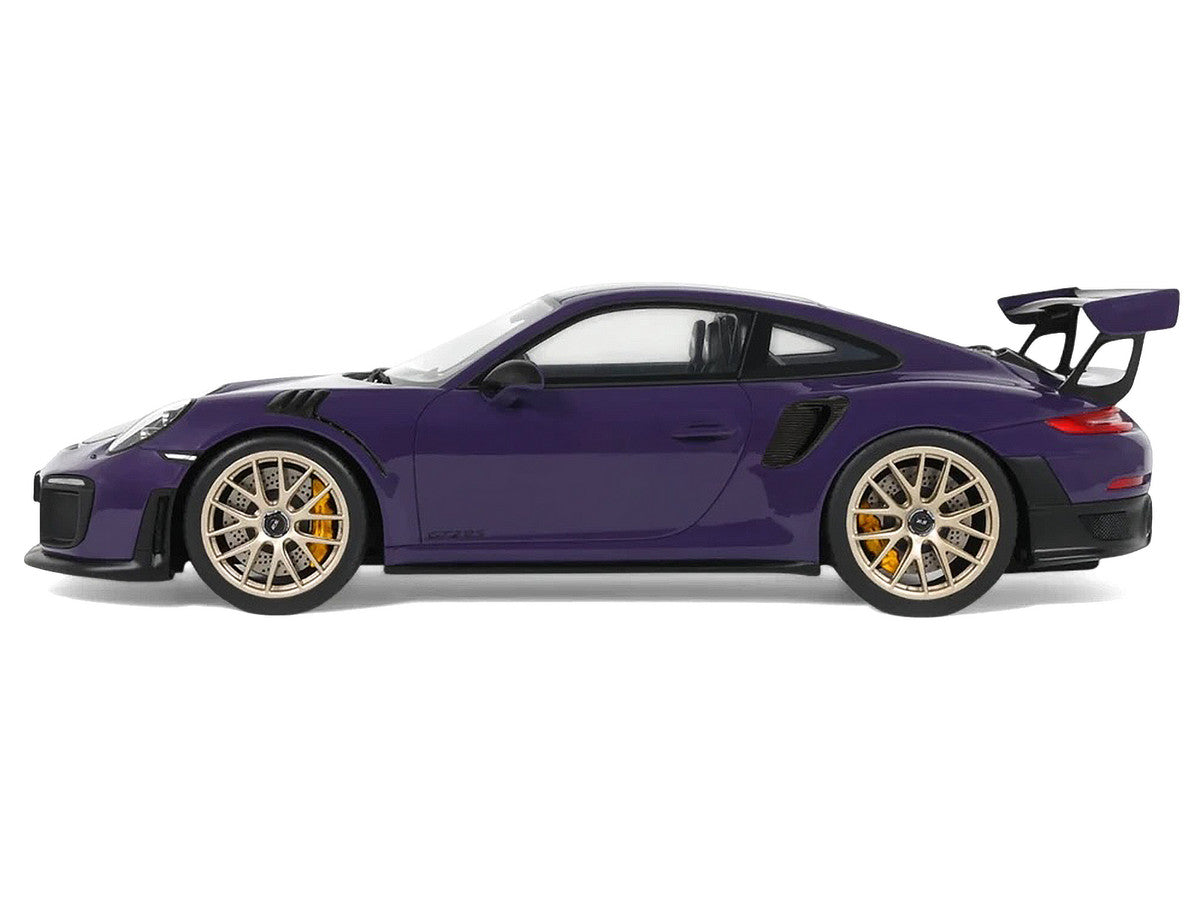 2021 Porsche 911 (991.2) GT2 RS Ultraviolet Metallic with Carbon Stripes 1/18 Model Car by GT Spirit LuxuryLifeWay Online Store