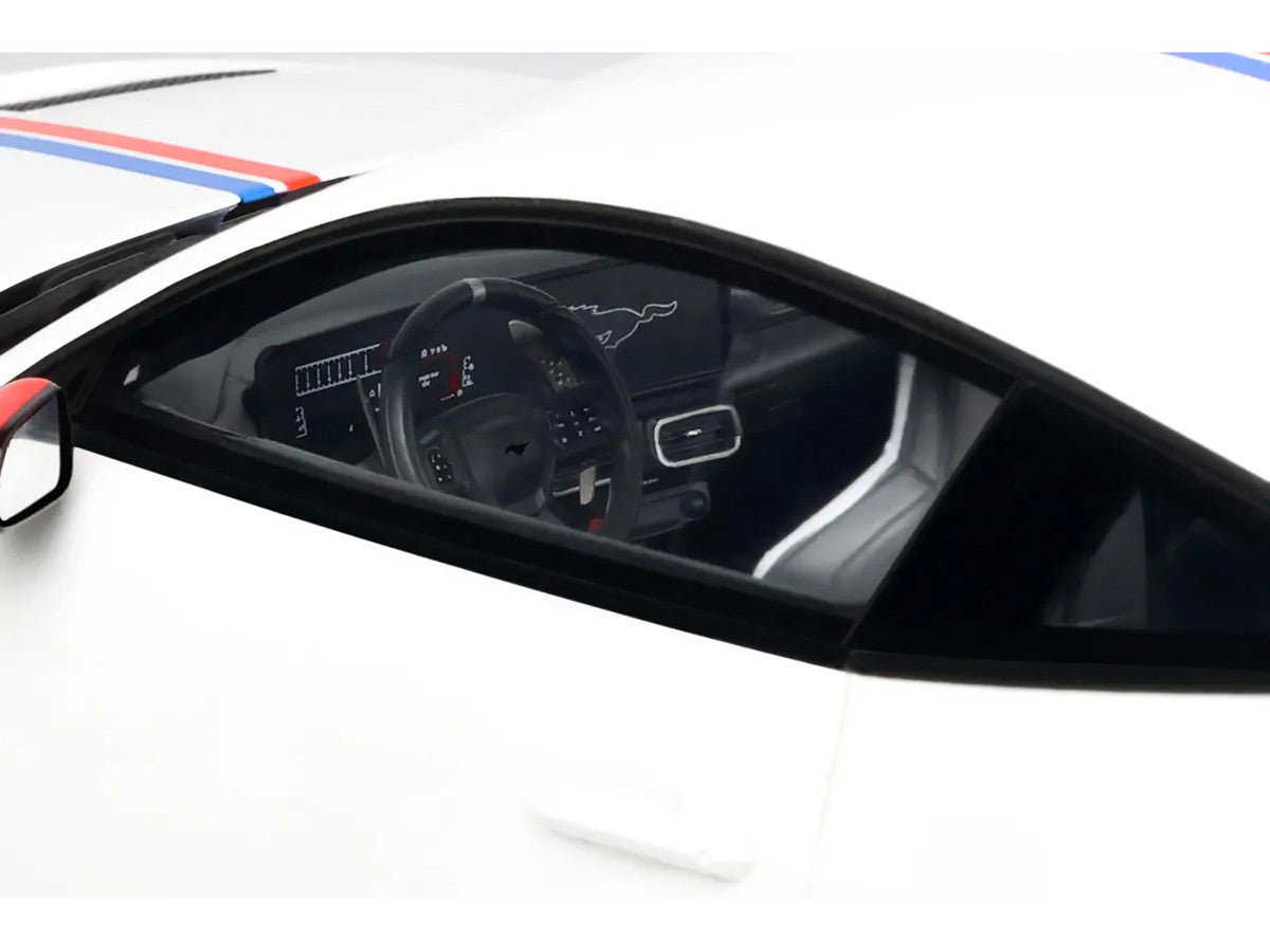 2025 Ford Mustang GTD "Spirit of America" Performance White with Blue and Red Stripes 1/18 Model Car by GT Spirit LuxuryLifeWay Online Store