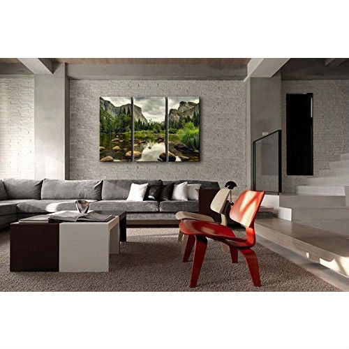 Yosemite Mountain Stream 3-Piece Wall Art Framed Print on Canvas LuxuryLifeWay Online Store