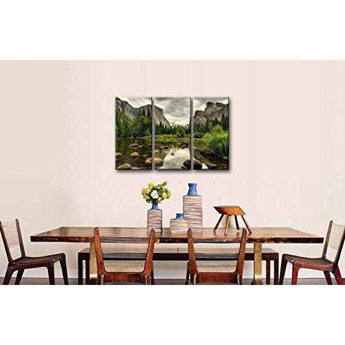 Yosemite Mountain Stream 3-Piece Wall Art Framed Print on Canvas LuxuryLifeWay Online Store