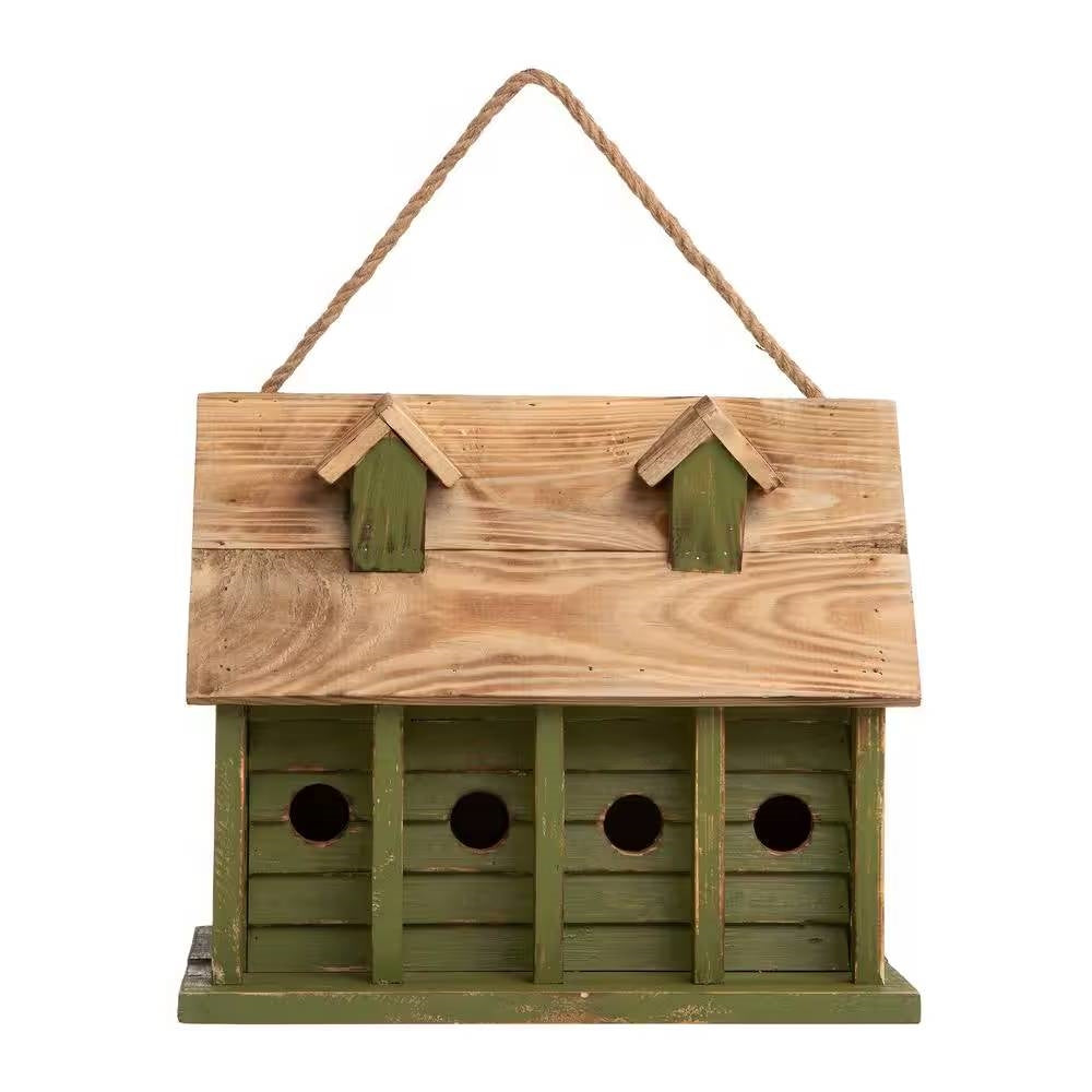 Green Wood Garden Bird House with 1 Compartment and 4 Holes LuxuryLifeWay Online Store