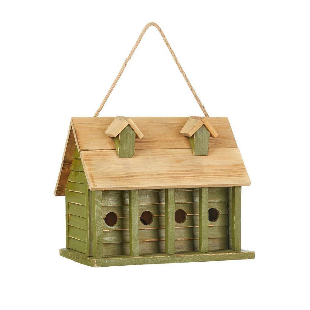 Green Wood Garden Bird House with 1 Compartment and 4 Holes LuxuryLifeWay Online Store