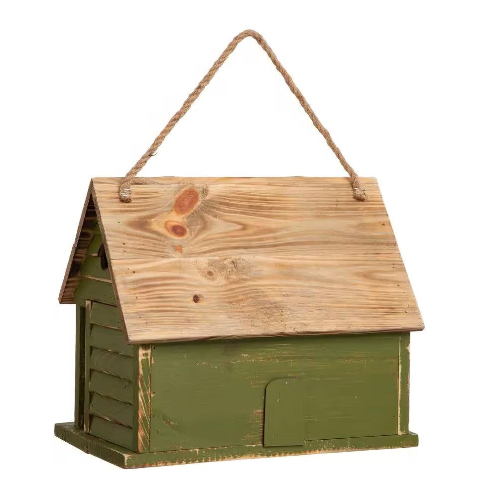 Green Wood Garden Bird House with 1 Compartment and 4 Holes LuxuryLifeWay Online Store