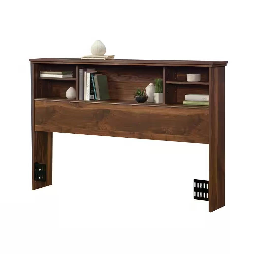 Full / Queen Farmhouse Bookcase Headboard in Brown Walnut Wood Finish LuxuryLifeWay Online Store