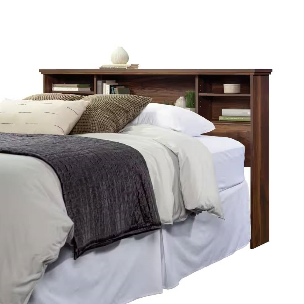 Full / Queen Farmhouse Bookcase Headboard in Brown Walnut Wood Finish LuxuryLifeWay Online Store