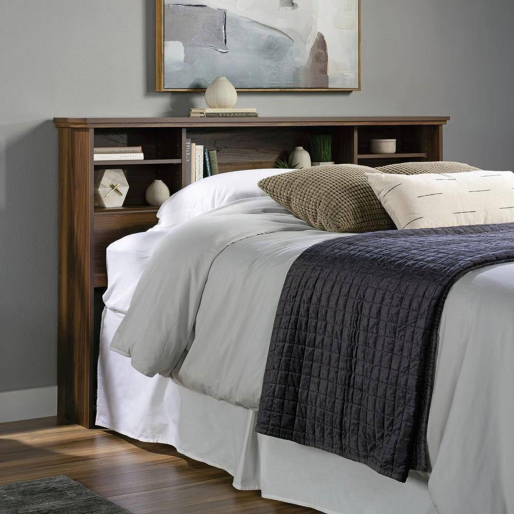 Full / Queen Farmhouse Bookcase Headboard in Brown Walnut Wood Finish LuxuryLifeWay Online Store