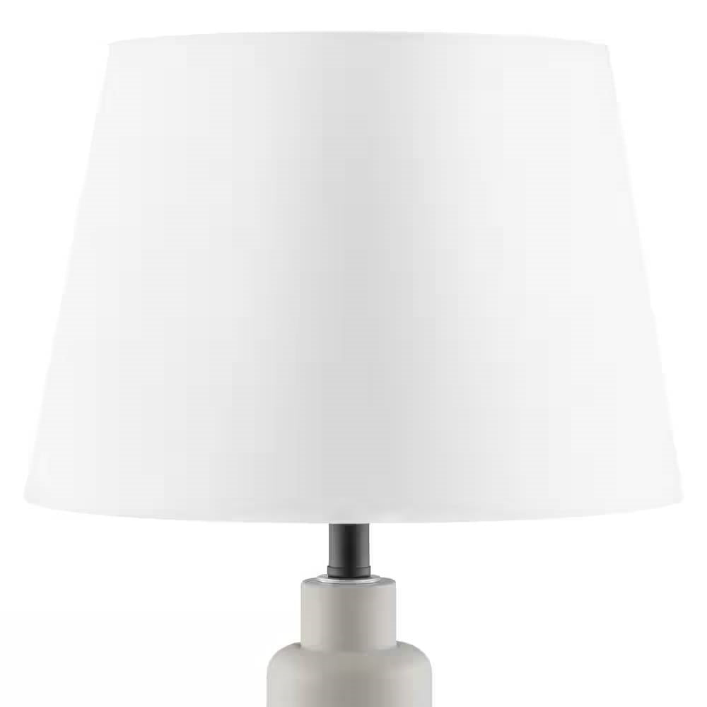 Small Grey Desk Light Table Lamp with White Fabric Shade for Bedside Nightstand LuxuryLifeWay Online Store