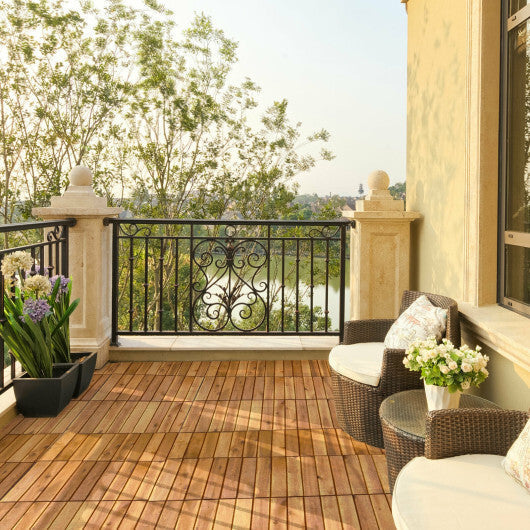 27 Pieces Acacia Wood Interlocking Patio Deck Tile - Color: Natural LuxuryLifeWay Online Store