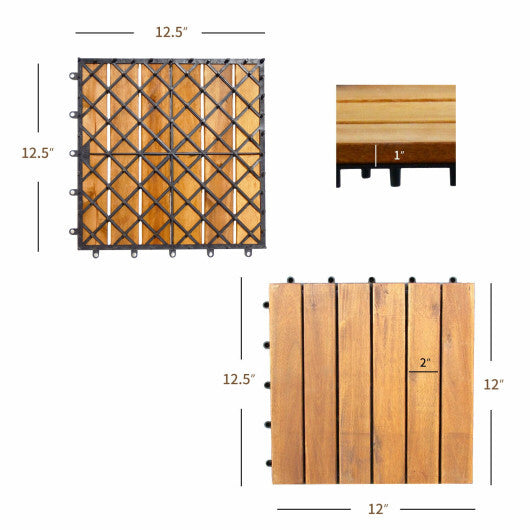 27 Pieces Acacia Wood Interlocking Patio Deck Tile - Color: Natural LuxuryLifeWay Online Store