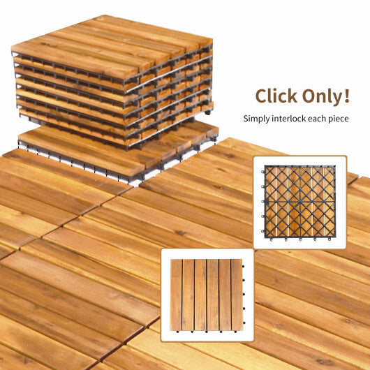 27 Pieces Acacia Wood Interlocking Patio Deck Tile - Color: Natural LuxuryLifeWay Online Store