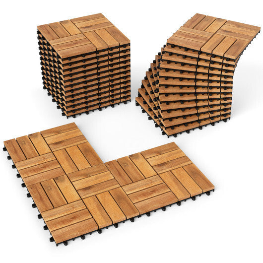 12 x 12 Inch 27 Piece Acacia Wood Interlocking Deck Tiles with Waterproof Design-Natural LuxuryLifeWay Online Store