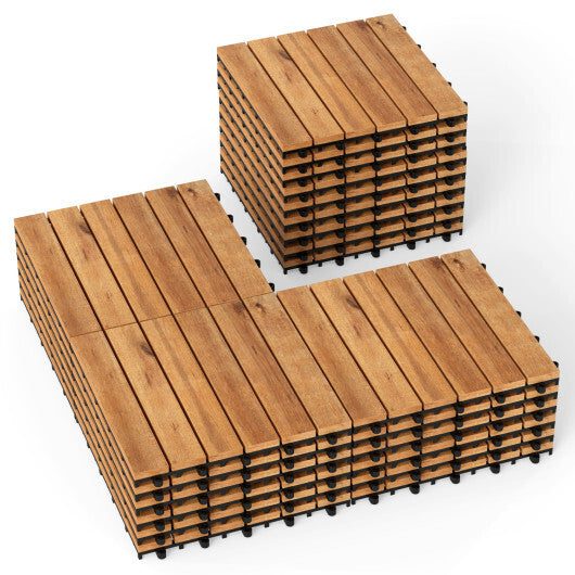 12 x 12 Inch 27 Pieces Acacia Wood Interlocking Deck Tiles with Waterproof Design-Natural LuxuryLifeWay Online Store