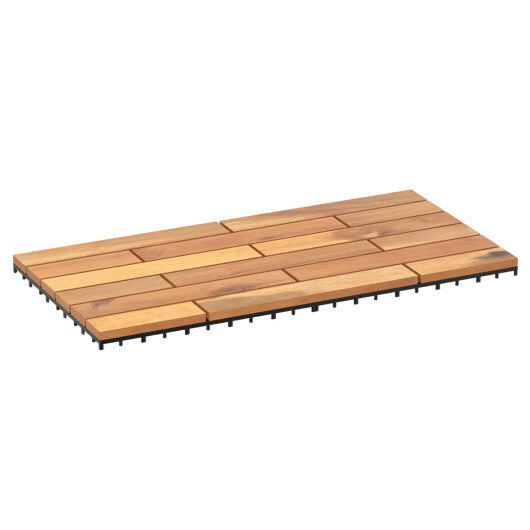 24 x 12 Inch 12 Pieces Acacia Wood Interlocking Deck Tiles with Waterproof Design-Natural LuxuryLifeWay Online Store