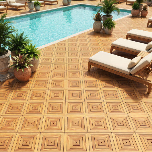 12 x 12 Inch 24 Pieces Acacia Wood Interlocking Deck Tiles with Waterproof Design-Natural LuxuryLifeWay Online Store