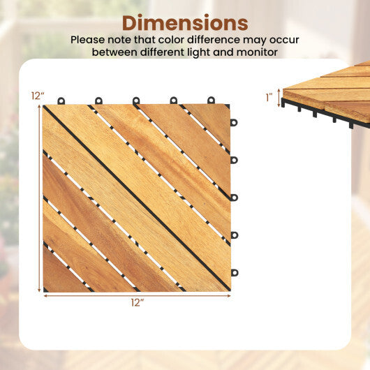 12 x 12 Inch 24 Pieces Acacia Wood Interlocking Deck Tiles with Waterproof Design-Natural LuxuryLifeWay Online Store