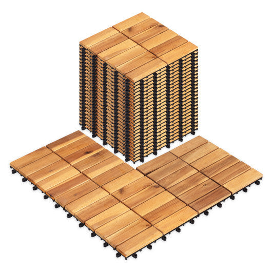 12 x 12 Inch 27 Pieces Acacia Wood Interlocking Deck Tiles-Natural LuxuryLifeWay Online Store