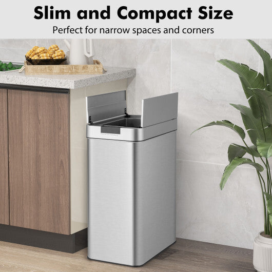 13.2 Gal Slim Kitchen Trash Can with Wing Lids and Stainless Steel Frame LuxuryLifeWay Online Store
