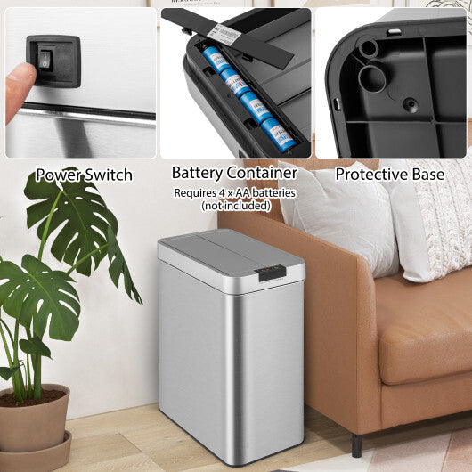 13.2 Gal Slim Kitchen Trash Can with Wing Lids and Stainless Steel Frame LuxuryLifeWay Online Store