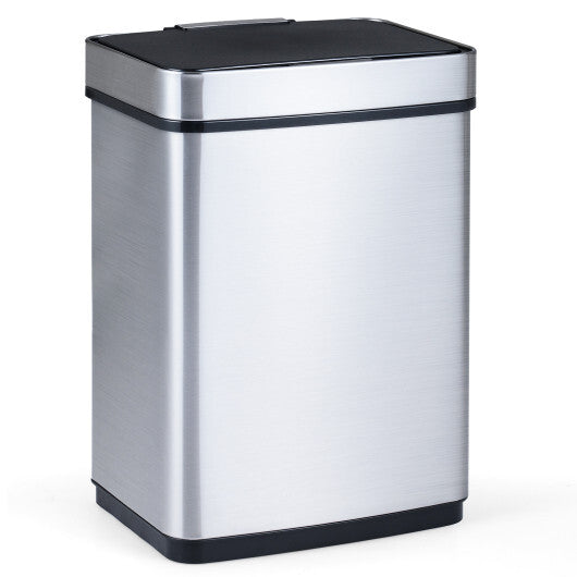 16 Gallon Trash Can Infrared Motion Sensor Garbage Can with Dual Compartments-Silver LuxuryLifeWay Online Store
