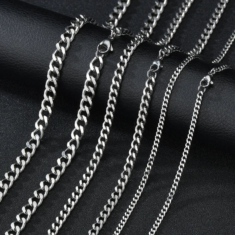 Men Stainless Steel Basic Chain Necklace Titanium Steel Jewelry Cuban Chain For Women Pi-Mart