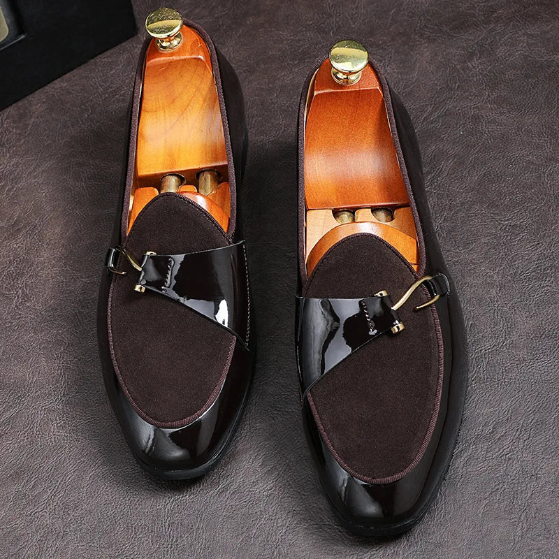 Patent Leather Loafers Men Dress Shoes Leather Italian Oxford Shoes for Men Wedding Dress Formal Slip on Shoes Men Office 2026 Pi-Mart