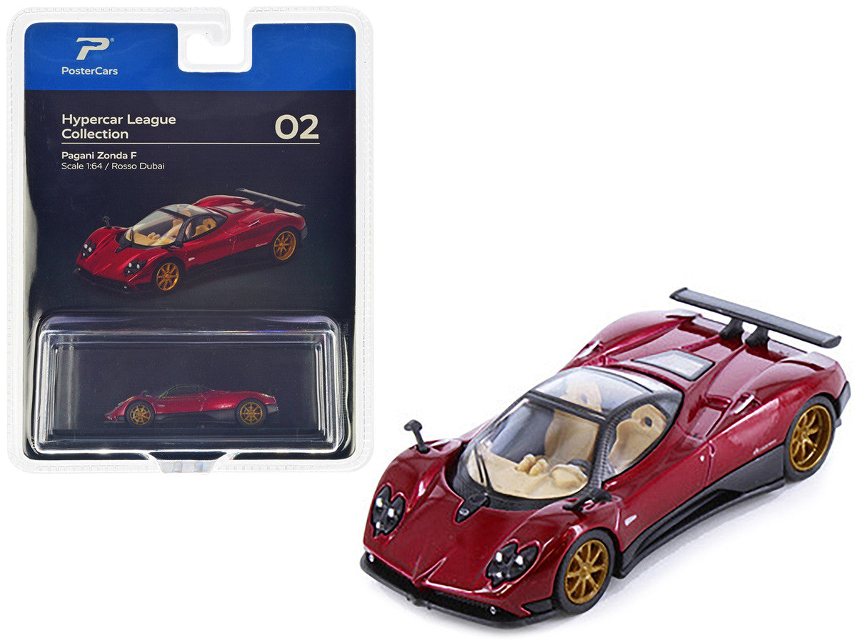 Pagani Zonda F Rosso Dubai Red Metallic "Hypercar League Collection" 1/64 Diecast Model Car by PosterCars LuxuryLifeWay Online Store
