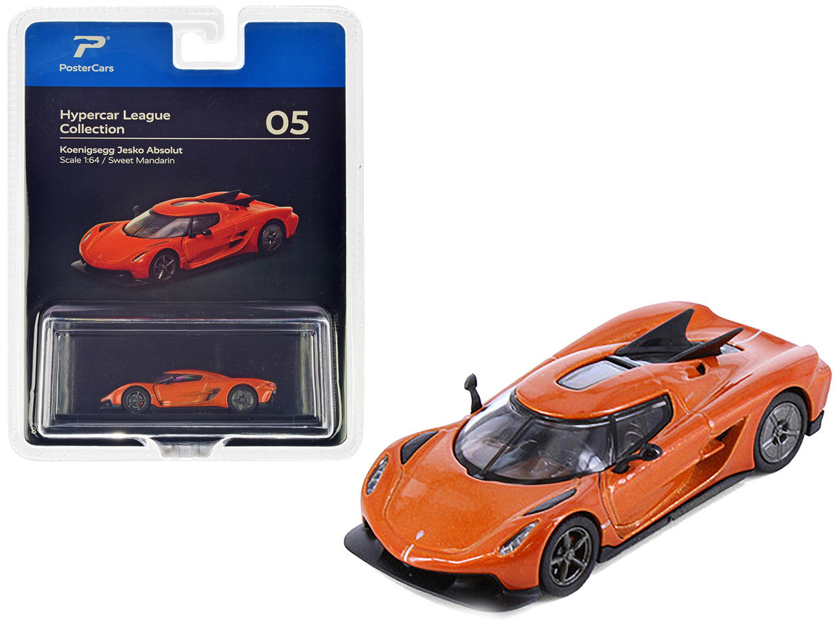 Koenigsegg Jesko Absolut Sweet Mandarin Orange Metallic "Hypercar League Collection" 1/64 Diecast Model Car by PosterCars LuxuryLifeWay Online Store
