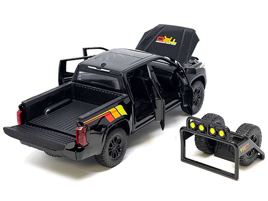 2023 Toyota Tundra TRD 4x4 Pickup Truck Black with TRD Stripes with Sunroof and Wheel Rack Limited Edition to 2400 pieces Worldwide 1/24 Diecast Model Car LuxuryLifeWay Online Store