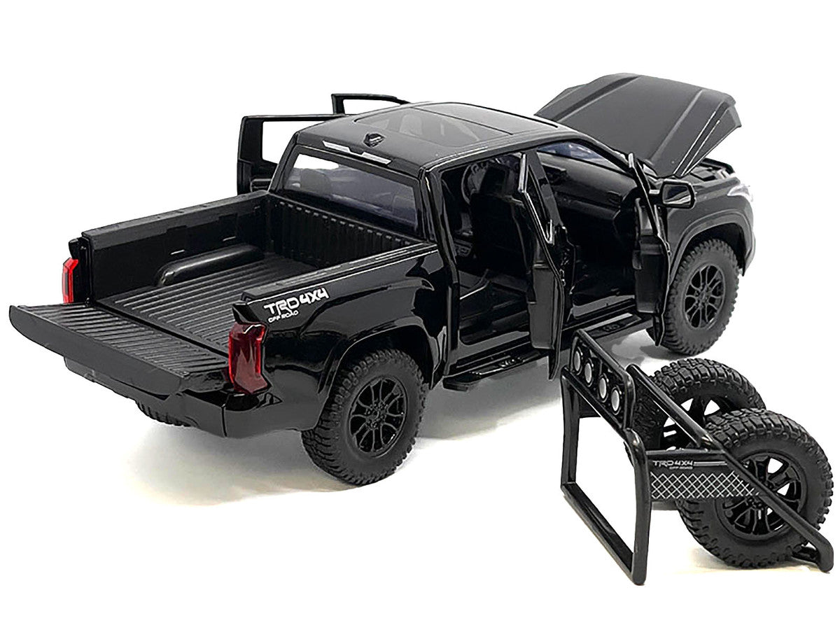 2023 Toyota Tundra TRD 4x4 Pickup Truck Black with Sunroof and Wheel Rack 1/24 Diecast Model Car LuxuryLifeWay Online Store
