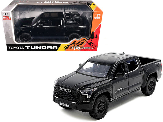 2023 Toyota Tundra TRD 4x4 Pickup Truck Black with Sunroof and Wheel Rack 1/24 Diecast Model Car LuxuryLifeWay Online Store