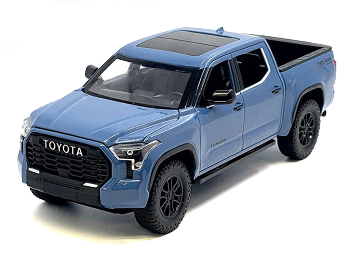 2023 Toyota Tundra TRD 4x4 Pickup Truck Cavalry Blue with Sunroof and Wheel Rack 1/24 Diecast Model Car LuxuryLifeWay Online Store