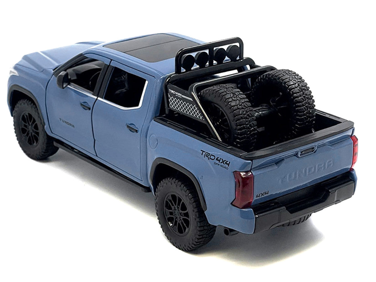 2023 Toyota Tundra TRD 4x4 Pickup Truck Cavalry Blue with Sunroof and Wheel Rack 1/24 Diecast Model Car LuxuryLifeWay Online Store
