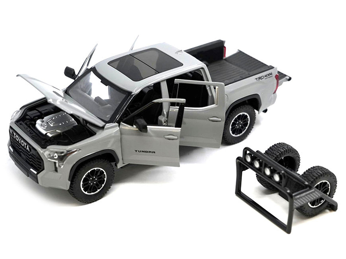 2023 Toyota Tundra TRD 4x4 Pickup Truck Cement Gray with Sunroof and Wheel Rack 1/24 Diecast Model Car LuxuryLifeWay Online Store