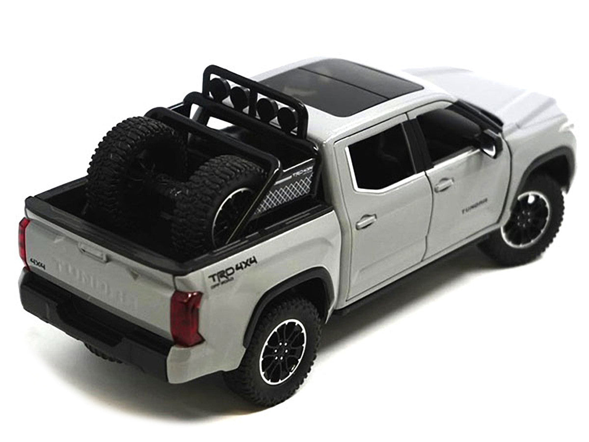 2023 Toyota Tundra TRD 4x4 Pickup Truck Cement Gray with Sunroof and Wheel Rack 1/24 Diecast Model Car LuxuryLifeWay Online Store