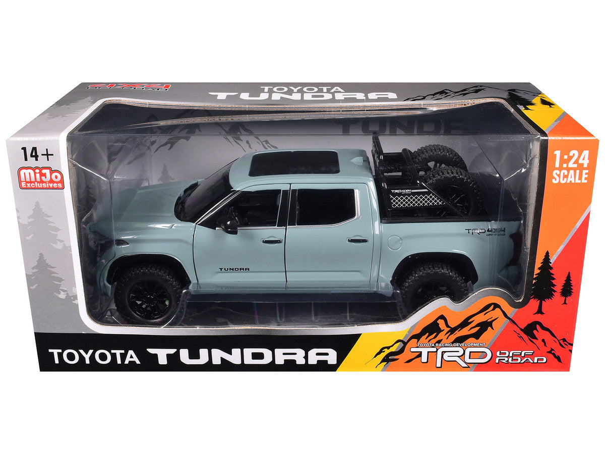 2023 Toyota Tundra TRD 4x4 Pickup Truck Lunar Rock Gray with Sunroof and Wheel Rack 1/24 Diecast Model Car LuxuryLifeWay Online Store