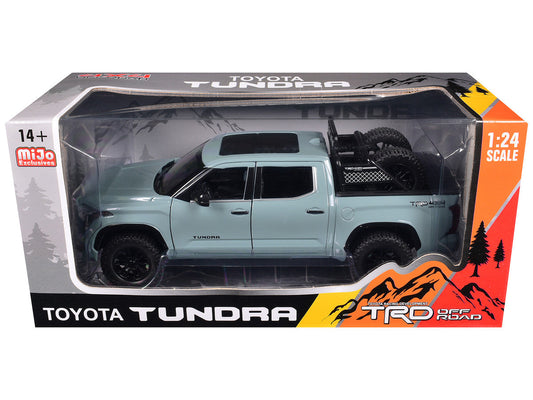 2023 Toyota Tundra TRD 4x4 Pickup Truck Lunar Rock Gray with Sunroof and Wheel Rack 1/24 Diecast Model Car LuxuryLifeWay Online Store