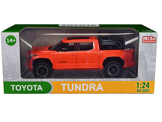 2023 Toyota Tundra TRD 4x4 Pickup Truck Solar Octane Orange with Sunroof and Wheel Rack 1/24 Diecast Model Car LuxuryLifeWay Online Store
