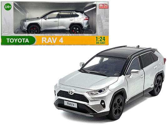 Toyota Rav4 Hybrid XSE Silver Metallic with Black Top and Sunroof 1/24 Diecast Model Car LuxuryLifeWay Online Store