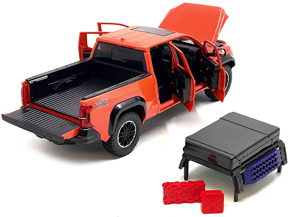 2024 Toyota Tacoma TRD Off-Road Edition Pickup Truck Octane Orange with Bed Camper 1/24 Diecast Model Car LuxuryLifeWay Online Store