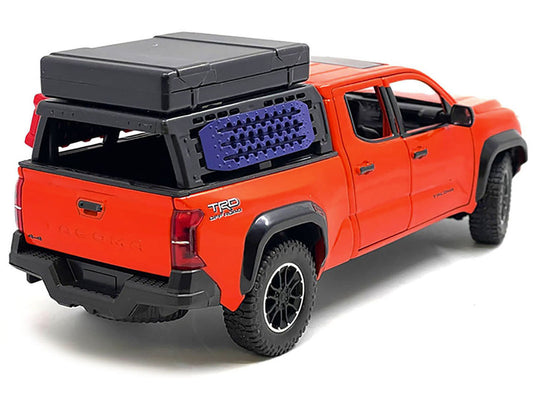 2024 Toyota Tacoma TRD Off-Road Edition Pickup Truck Octane Orange with Bed Camper 1/24 Diecast Model Car LuxuryLifeWay Online Store