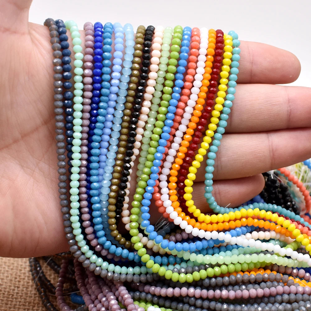 Yanqi 2 3 4mm Rondell Austria Faceted Crystal Beads Round Glass Beads Loose Spacer Beads for Jewelry Making DIY Pi-Mart