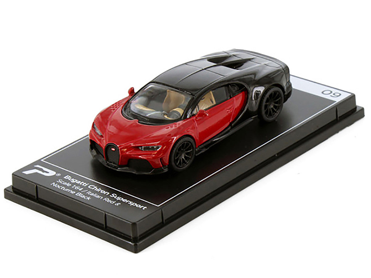 Bugatti Chiron Supersport Italian Red and Nocturne Black "Hypercar League Collection" 1/64 Diecast Model Car by PosterCars LuxuryLifeWay Online Store