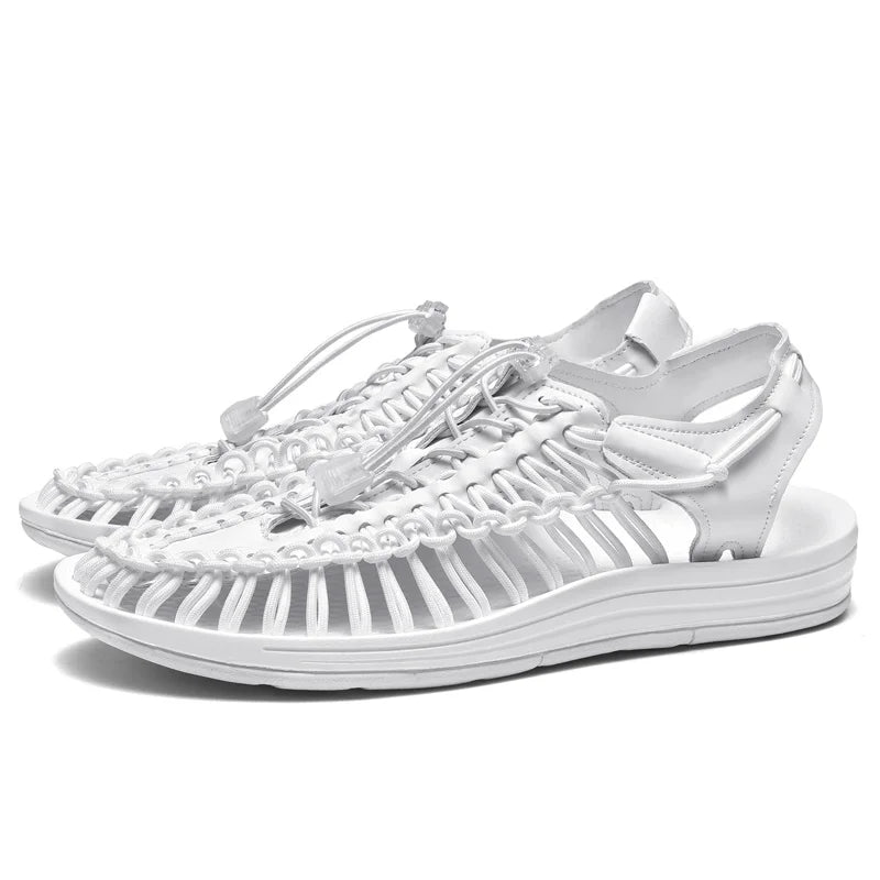 Summer Men Sandals Fashion Handmade Weaving Design Beach Sandals Breathable Casual Flat Sandals Outdoor Couples Sandals Size Pi-Mart