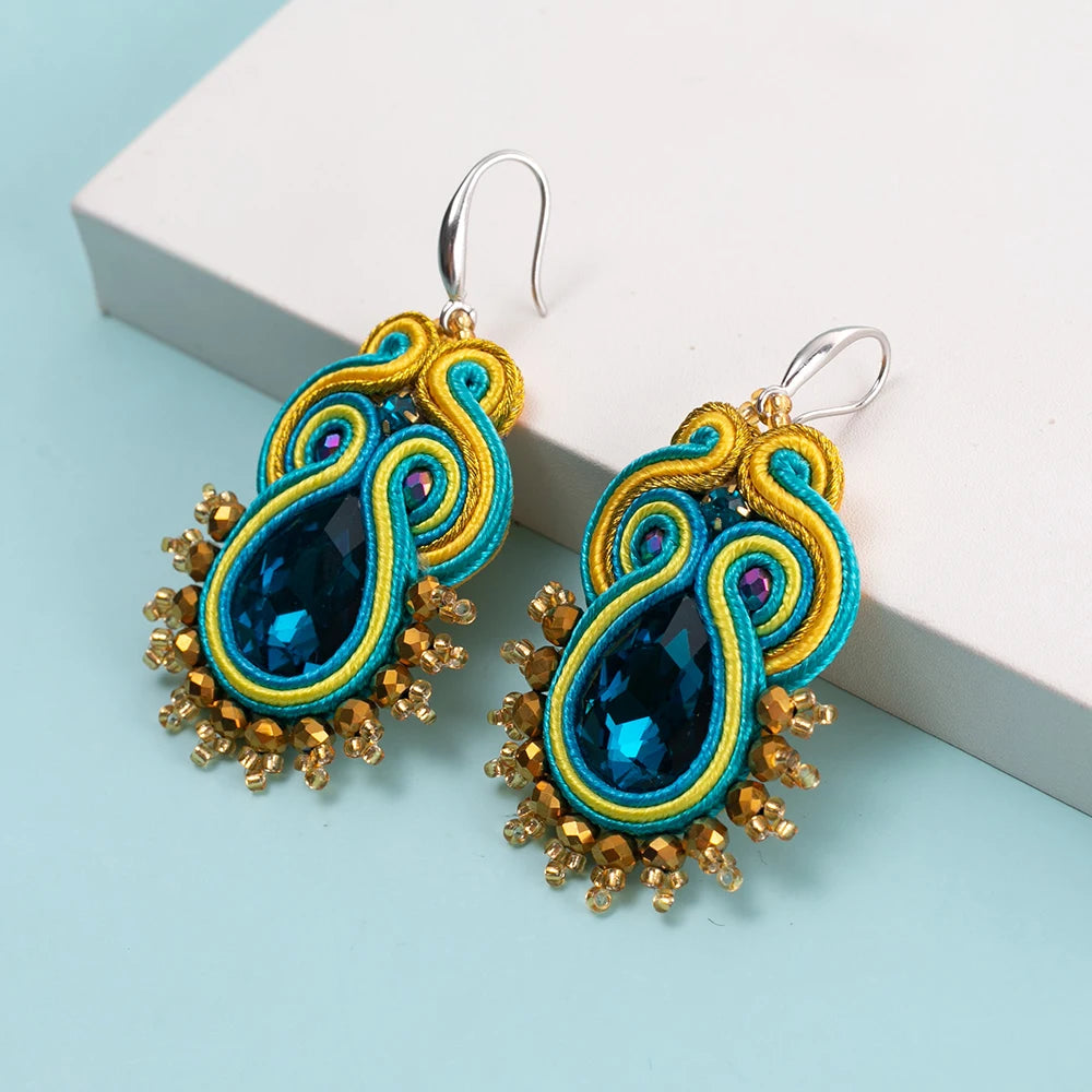Fashion Handmade Jewelry Soutache Earrings Women Dangle Earrings Ethnic Boho Accessories Colorful Earring New Trendy Gift Pi-Mart