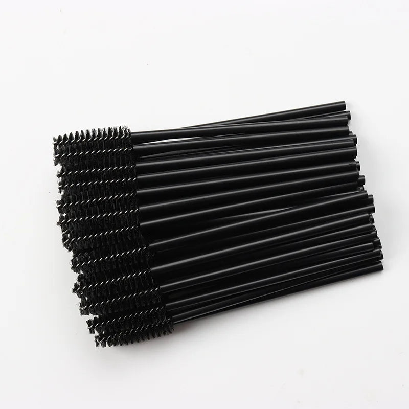 50Pcs Makeup brushes Disposable Crystal Eyebrow brush Diamond Handle Mascara Wand Applicator Eye Lashes Eyelash Extension Tools Tri Light Beauty