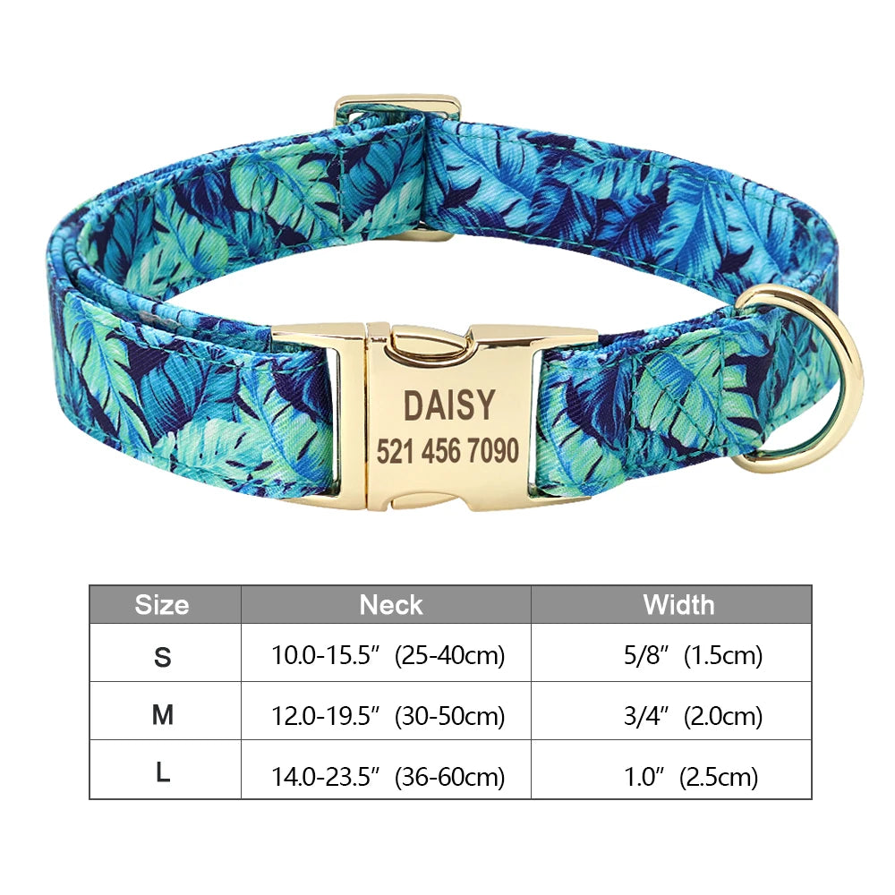 Personalized Dog Accessories Collar Nylon Printed Pet Puppy Collar Dog ID Collars Free Engraved ID for Small Medium Large Dogs Pi-Mart