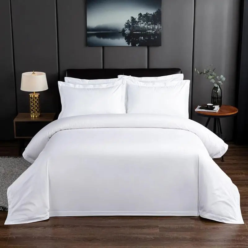 Premium Hotel White Oversize Duvet Cover Bed Sheet set 100%Nature Cotton Soft 600TC Bedding set Twin Full Queen King size 4Pcs LadyShow.Store