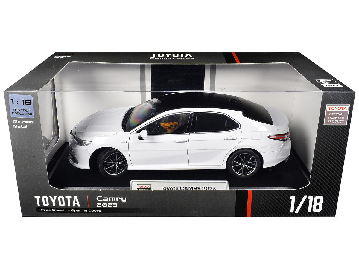 2023 Toyota Camry Hybrid White Metallic with Black Top 1/18 Diecast Model Car by Heimanba LuxuryLifeWay Online Store