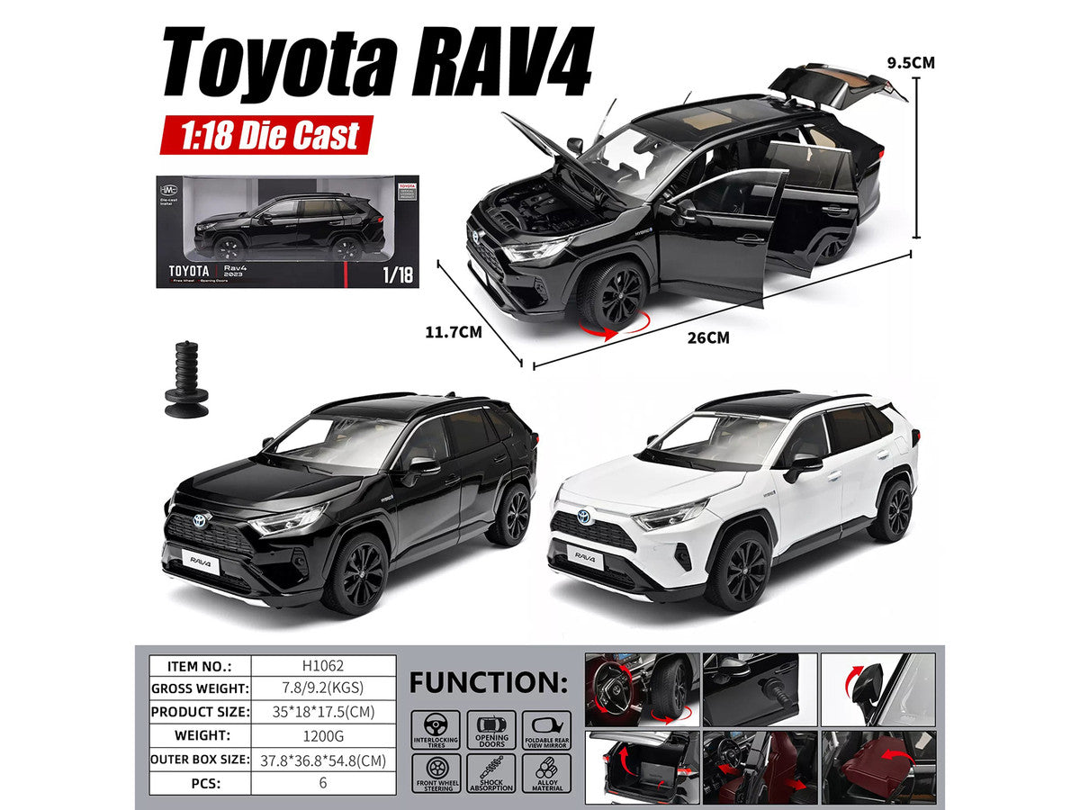 2023 Toyota Rav4 Hybrid Black 1/18 Diecast Model Car by Heimanba LuxuryLifeWay Online Store